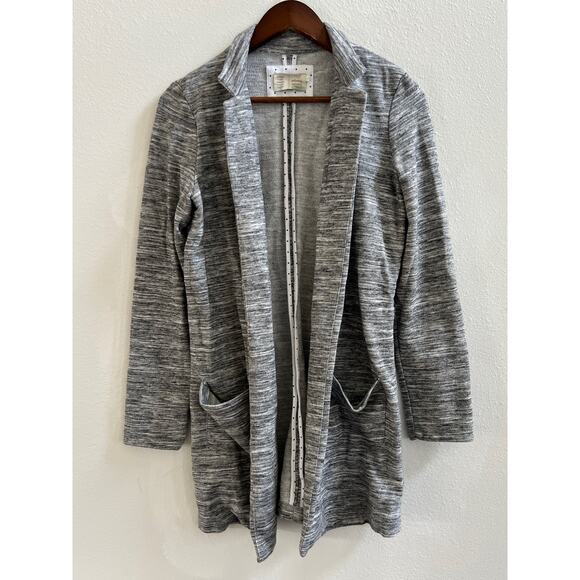 Anthropologie Saturday Sunday Open Front Sweatshirt Cardigan Black White Small - Picture 12 of 13